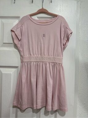 Givenchy Light Pink Logo Waistband Cotton Dress
